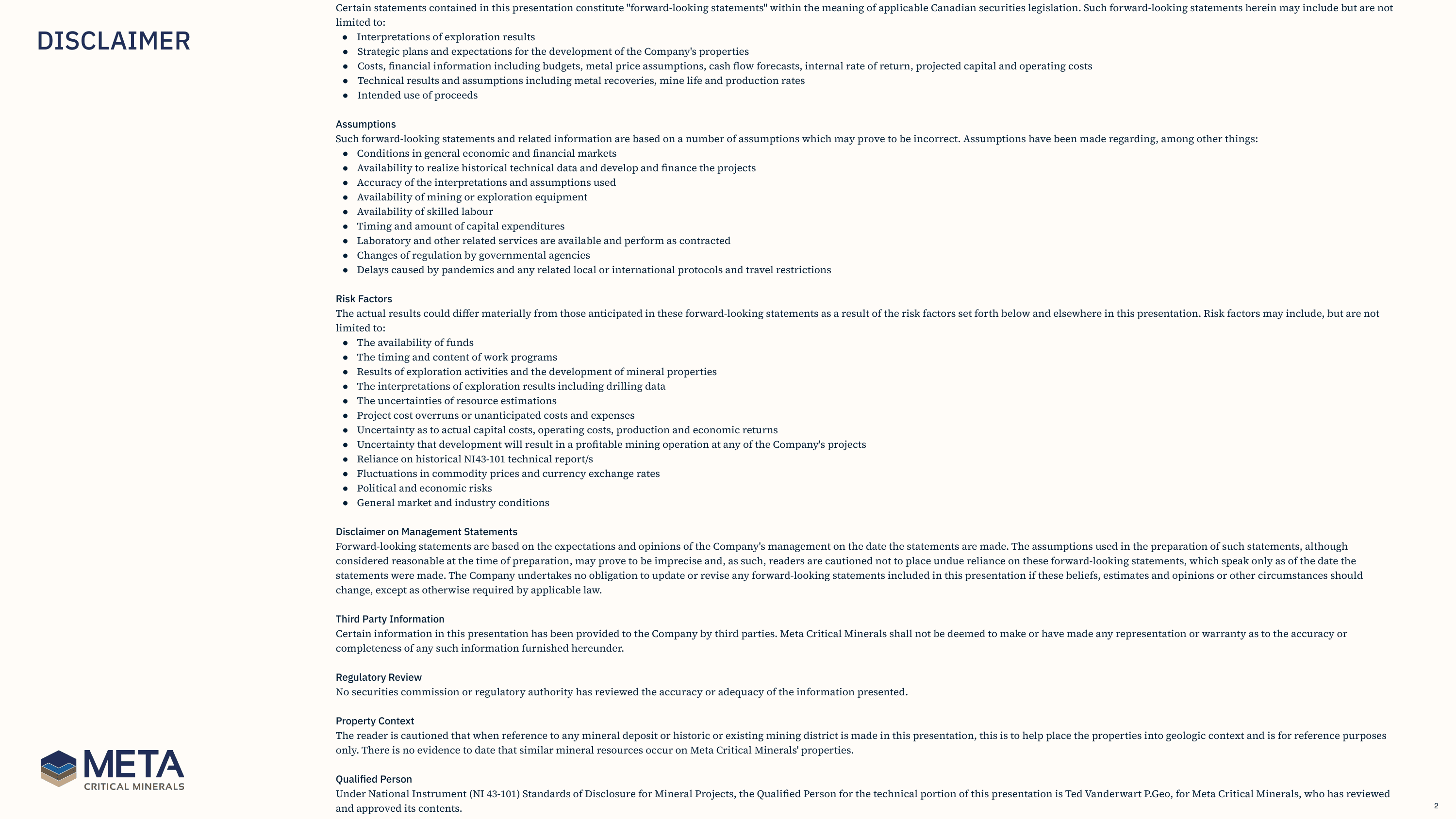 Investor presentation slide 2 of 19