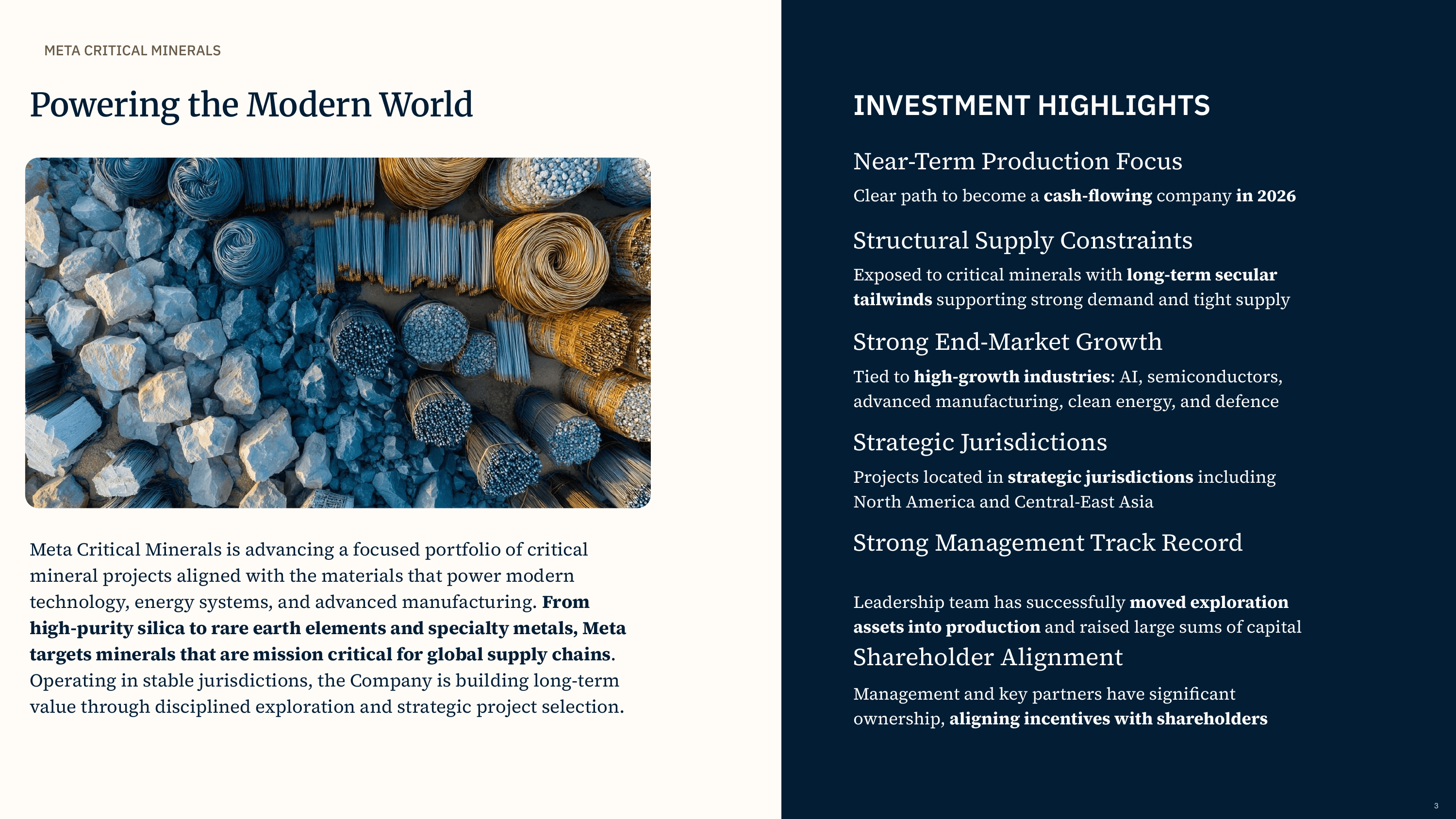 Investor presentation slide 3 of 19