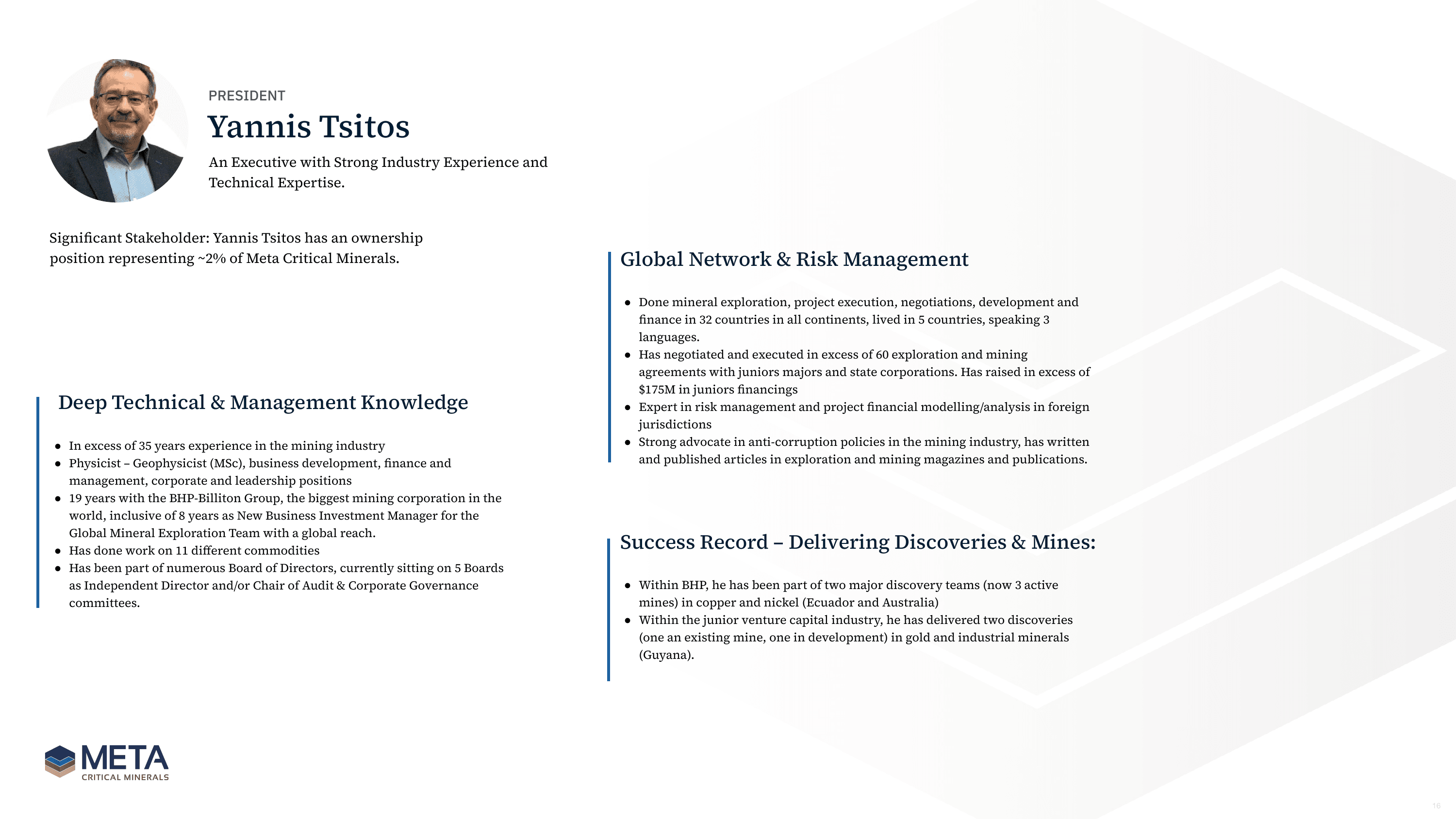 Investor presentation slide 16 of 19